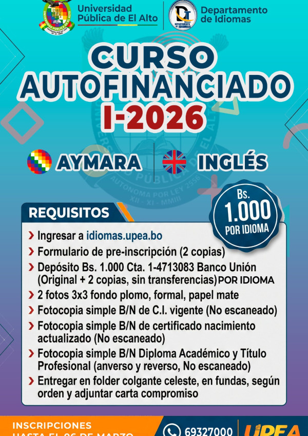 CURSOS AUTOFINANCIADO I/2026